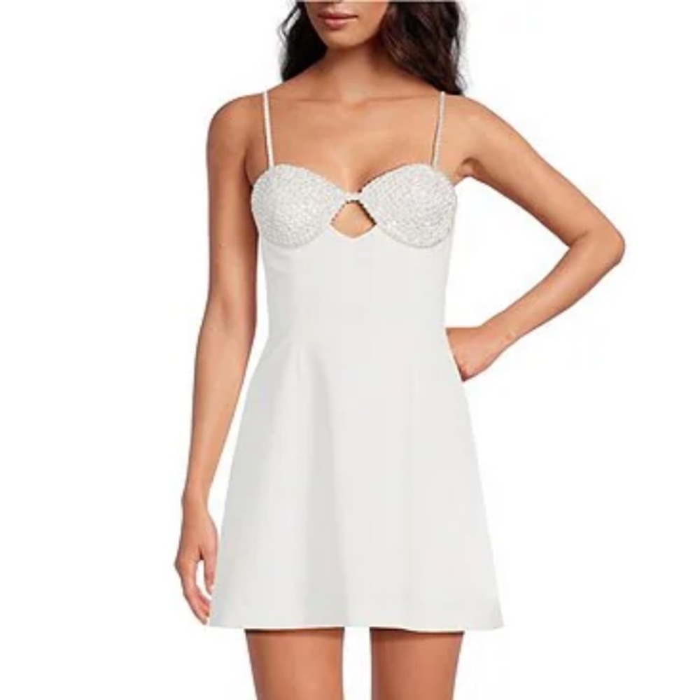 Gianni Bini White Dress with Embellished Bodice